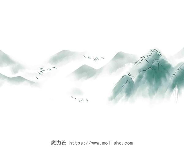 中国风古风水墨山水山水画png素材